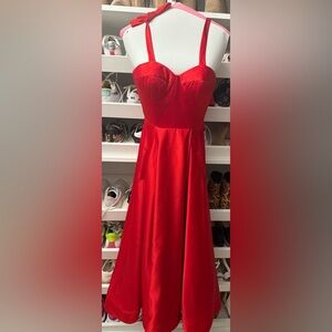 Red satin ballgown